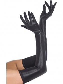 Černé lesklé rukavice