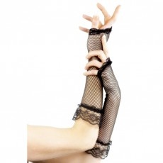 Černé krajkové rukavice - delší